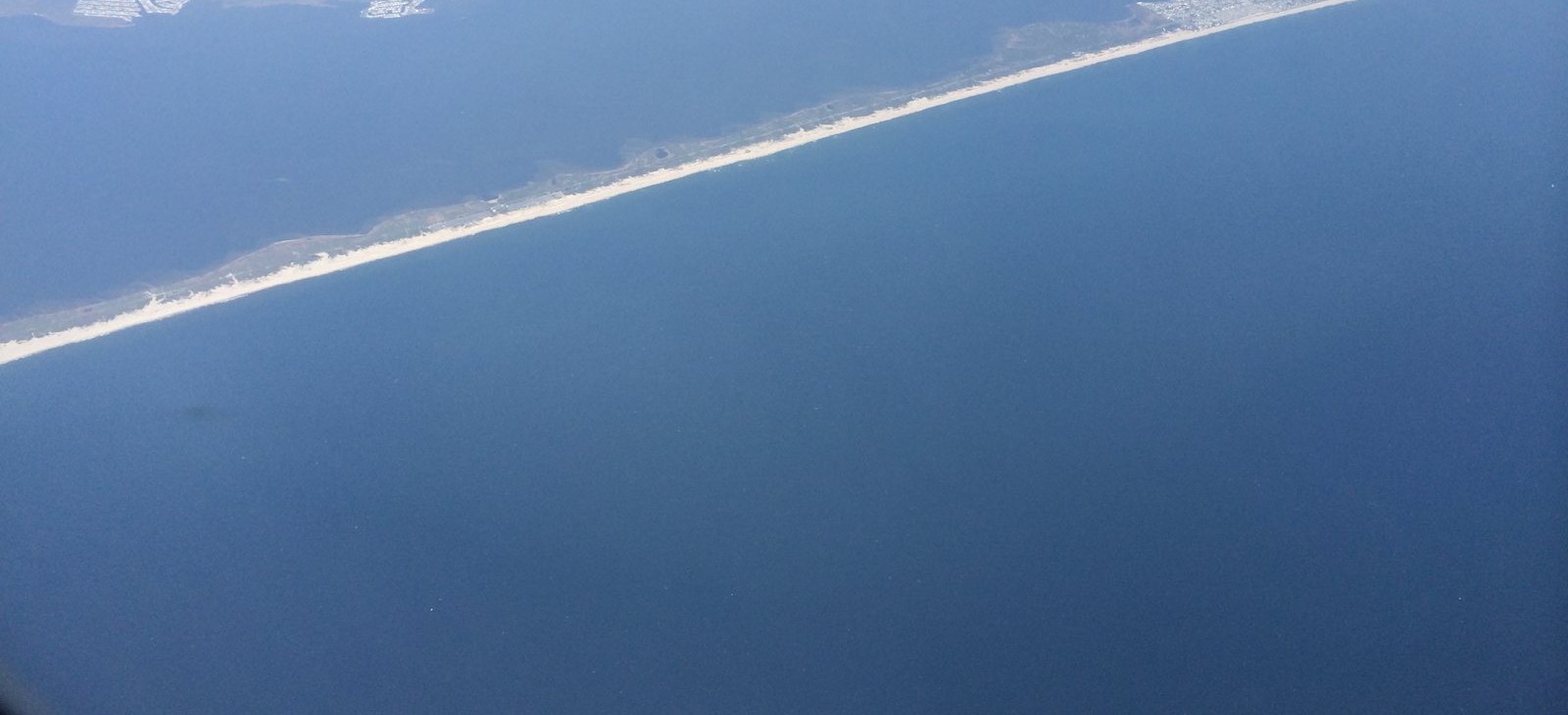 Aerial view of the Ocean County barrier island and bay